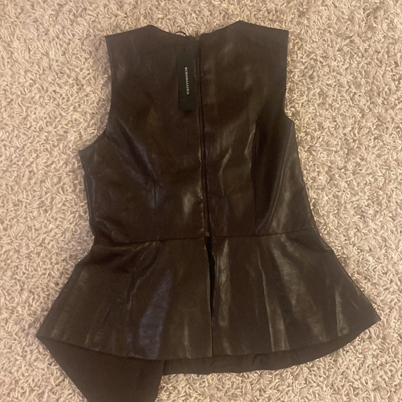 BCBGMaxAzria Dark Brown faux Leather Top size M NWT $169 - Picture 5 of 7